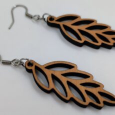Boucles d’oreilles feuilles en bois massif